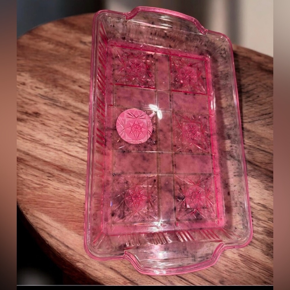 Pink Rectangular plastic serving Tray 12x8in